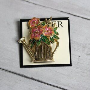 Napier Women's Brooch Fashion Pin Enamel Flowers Gardening Watering Can